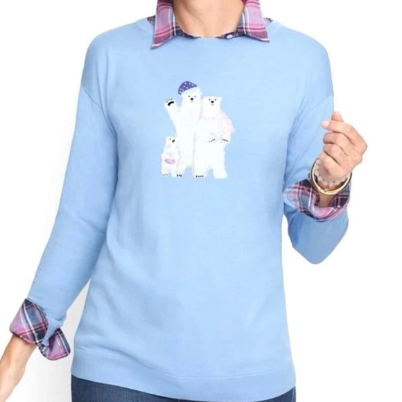 Talbots Women’s Polar Bear Blue Lightweight Sweater Small - Picture 1 of 5